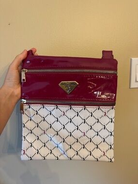 Baby Phat Two-Tone Crossbody in Berry and White